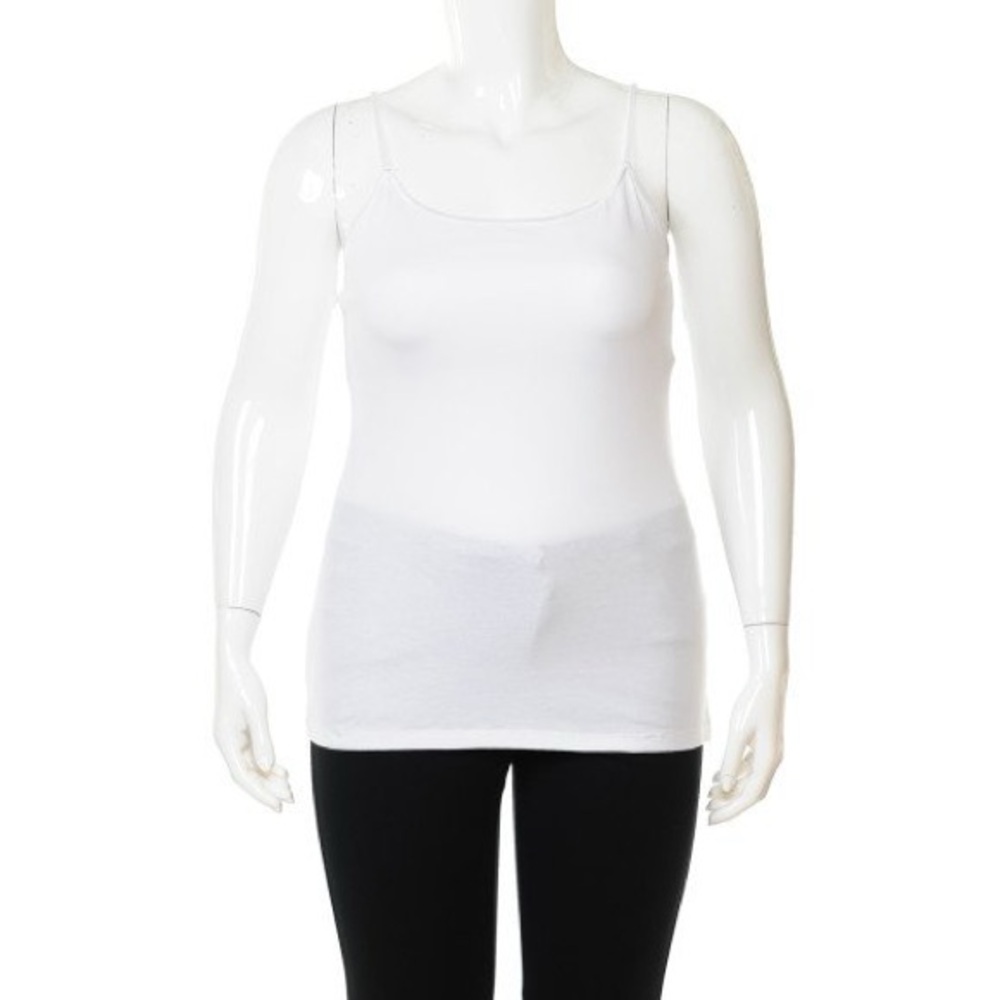 (61000-WHT) CLASSIC CAMI WITH BUILT-BRA ADJUSTABLE STRAPS PLUS SIZE - Picture 1 of 3